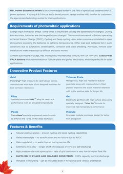 Innovative Product Features 
Requirements of photovoltaic applications
HBL Power Systems Limited is an acknowledged leader in