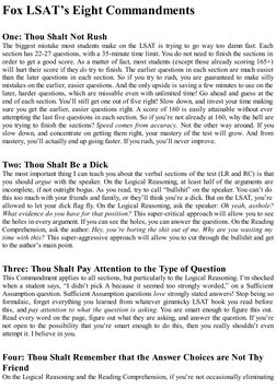Fox LSAT’s Eight Commandments
One: Thou Shalt Not Rush
The biggest mistake most students make on the LSAT is trying to go way