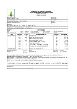 GOVERNO DO DISTRITO FEDERAL 
SECRETARIA DE ESTADO DE EDUCACAO 
CONTRACHEQUE 
FOLHA NORMAL  
NOME DO SERVIDOR 
HILDABEZERRA