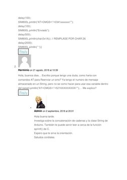 delay(100); 
SIM800L.println(“AT+CMGS=\”+0341xxxxxxx\””); 
delay(100); 
SIM800L.println(“Enviado”); 
delay(500); 
SIM800L.pri