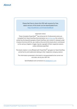 Complete PowerShell™ Tips & Secrets for Professionals
1
About
Please feel free to share this PDF with anyone for free,
latest