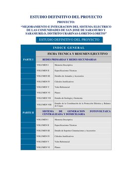 ESTUDIO DEFINITIVO DEL PROYECTO 
ESTUDIO DEFINITIVO DEL PROYECTO 
PROYECTO: 
“MEJORAMIENTO E INTEGRACION DEL SISTEMA ELECTRIC