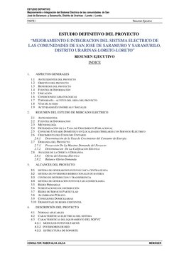 ESTUDIO DEFINITIVO 
Mejoramiento e Integración del Sistema Eléctrico de las comunidades  de San 
José de Saramuro  y Saramuri