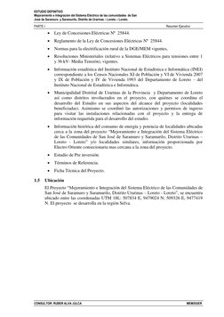 ESTUDIO DEFINITIVO 
Mejoramiento e Integración del Sistema Eléctrico de las comunidades  de San 
José de Saramuro  y Saramuri
