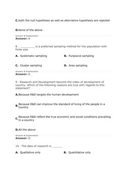 C. both the null hypothesis as well as alternative hypothesis are rejected 
D. None of the above 
Answer & Explanation 
Answe