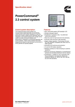 Powercommand Specific Breaker List.pdf Powercommand 2.3 Control System: Specification Sheet | PDF | Relay ...