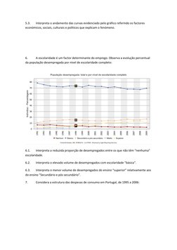 5.3. 
Interpreta o andamento das curvas evidenciado pelo gráfico referindo os factores 
económicos, sociais, culturais e polí