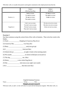 With other verbs, we usually form positive and negative statements in the simple present tense like this
  
Subject
I/We/You/