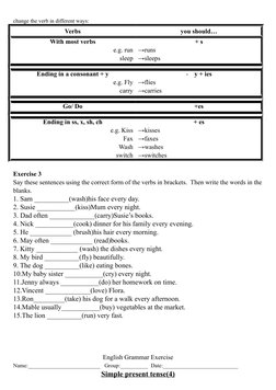 change the verb in different ways:
Verbs
you should…
With most verbs
e.g. run
sleep
+ s
→runs
→sleeps
Ending in a consonant +