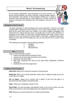 Word Processing Basics and Uses | PDF | Word Processor | Microsoft Word