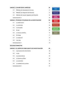 UNIDAD 3. LOS MÉTODOS JURÍDICOS	
	 40
3.1.	
Métodos de interpretación de la ley	
	 41
3.2.	
Métodos de integración del Derech