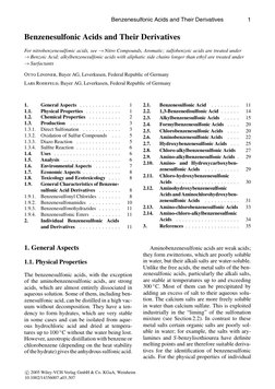 c⃝2005 Wiley-VCH Verlag GmbH & Co. KGaA, Weinheim
10.1002/14356007.a03 507
Benzenesulfonic Acids and Their Derivatives
1
Benz