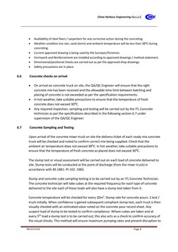 China Harbour Engineering Co.L.L.C. 
 
 
MS-014-0.0 
Page 8 
 
 
Availability of steel fixers / carpenters for any correctiv