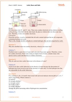 Class X - NCERT –Science               Acids, Bases and Salts 
2. Acids, Bases and Salts 
 
Result: 
HCl dissociates into H+