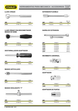 2 • MAFERSA 2009 - 2010
LLAVE CRIQUE
HERRAMIENTAS PARA MECANICA - ACCESORIOS
LLAVE CRIQUE CON DESCONECTADOR
MANGO DE GOMA