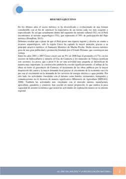 «EL AÑO DEL DIÁLOGO Y LA RECONCILIACIÓN NACIONAL» 
2 
RESUMEN EJECUTIVO 
 
En los últimos años el sector turí
