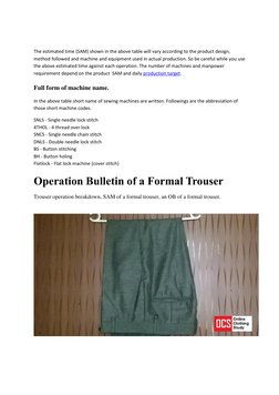 Operation Breakdown in Garment Industry | PDF | Seam (Sewing) | Sewing ...