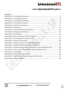 2 
WWW.AprendendoETL.com.br 
Conteúdo 
Lab Atividade 2.1 : Criar Mapping STG_Dealership ...............................