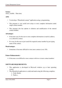 Contact Management System 
Dept. of CSE, NHCE