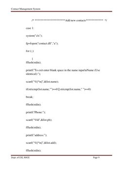 Contact Management System 
Dept. of CSE, NHCE