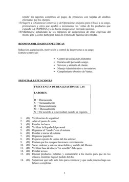 remitir  los  reportes  completos  de pagos  de productos  con tarjetas  de  créditos
efectuadas por los clientes.
13) Sugeri