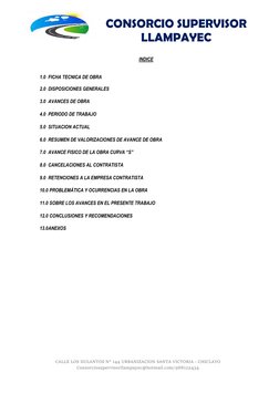 CONSORCIO SUPERVISOR 
LLAMPAYEC 
 
 
CALLE LOS DULANTOS N° 144 URBANIZACION SANTA VICTORIA - CHICLAYO 
Consorciosupervisorlla