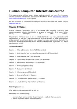 Human Computer Interactions course   
This page contains syllabus, lecture slides, reading material, and exam for the course