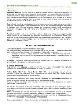 HISTÓRIA DA PSICOLOGIA - Resumo da Aulas 
Referência do livro-texto: SCHULTZ, Duane P.; SCHULTZ, Sydney Ellen. História da ps