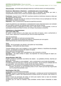 HISTÓRIA DA PSICOLOGIA - Resumo da Aulas 
Referência do livro-texto: SCHULTZ, Duane P.; SCHULTZ, Sydney Ellen. História da ps