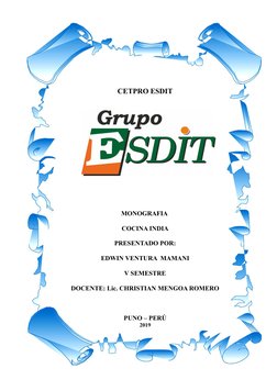CETPRO ESDIT
MONOGRAFIA 
COCINA INDIA
PRESENTADO POR:
EDWIN VENTURA  MAMANI
V SEMESTRE
DOCENTE: Lic. CHRISTIAN MENGOA ROMERO