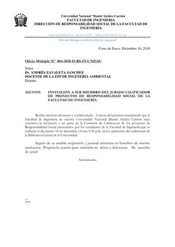 Universidad Nacional “Daniel Alcides Carrión 
FACULTAD DE INGENIERIA 
DIRECCIÓN DE RESPONSABILIDAD SOCIAL DE LA FACULT