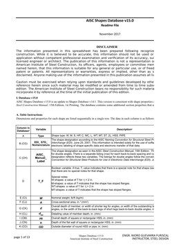 AISC Shapes Database v15.0 Overview | PDF | Databases | Geometry