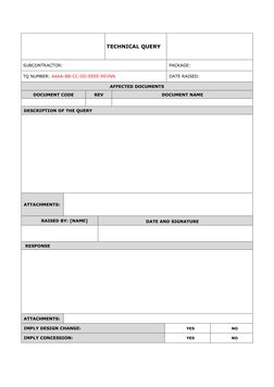 Basic Technical Query Register Technical Query Form for Construction | PDF