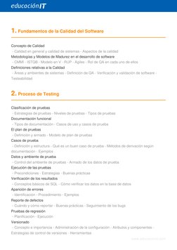 www.educacionit.com
1. Fundamentos de la Calidad del Software
Concepto de Calidad
 - Calidad en general y calidad de sistemas