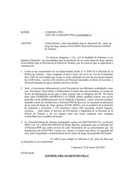 SEÑOR
          :    CORONEL PNP.- 
                                      JEFE DE LA REGION PNP- CAJAMARCA.
ASUNTO