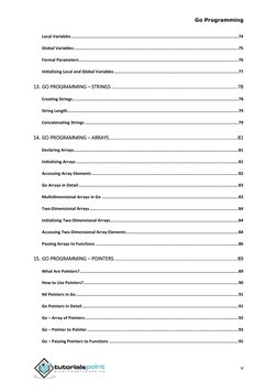 Go Programming 
v 
Local Variables ..........................................................................................