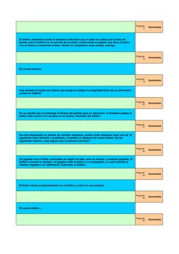 Incorrecto
Incorrecto
En el área técnica. 
Incorrecto
Incorrecto
Incorrecto
Incorrecto
Incorrecto
El balón rebota accidentalm