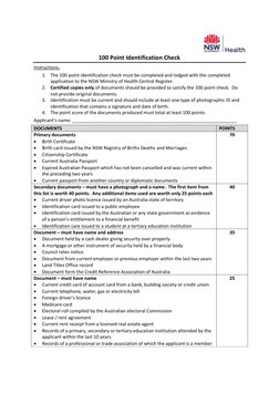 100 Point ID Check Guidelines NSW | PDF | Identity Document ...