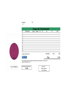 Proyecto:
TX:
0
 
Cargas del Transformador
N°
Descripción
Carga
Unidad
FP
Ef.
VA
W
VAR
1
0
0
0
2
0
0
0
3
 
0
0
0
4
 
0
0
0
5