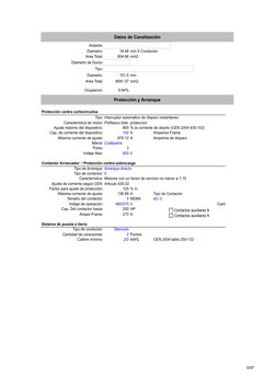 5/97
Datos de Canalización
Aislante:
4
Diametro:
18.48 mm X Conductor
11
Area Total:
804.66 mm2
Diametro de Ducto:
11
Tipo:
1