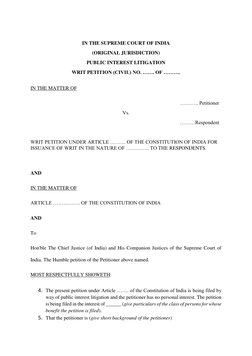 Pil Format PIL Drafting Format for Environmental Issues | PDF | Writ | Supreme Courts