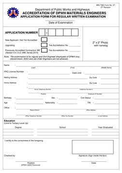 DPWH Materials Engineer Exam Application | PDF | Engineer | Test ...