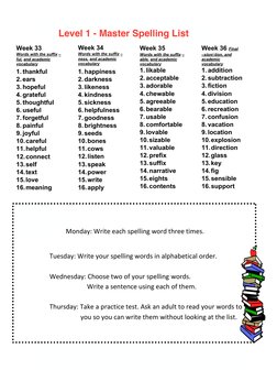 Level 1 Master Spelling List | PDF | Linguistics
