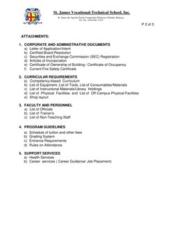 P 2 of 3 
 
St. James Vocational-Technical School, Inc. 
St. James the Apostle Parish C