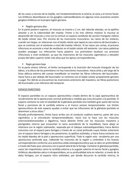 de los vasos y nervios de la mejilla, son fundamentalmente la arteria, la vena y el nervio facial. 
Los linfáticos desembocan