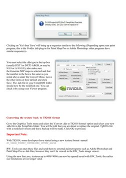 Clicking on 'Yes' then 'Save' will bring up a requester similar to the following (Depending upon your paint
program, this is