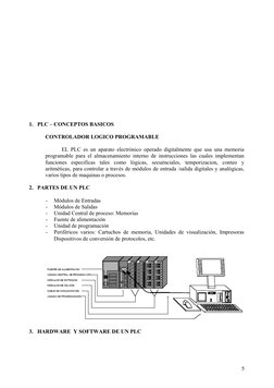 1. PLC – CONCEPTOS BASICOS
CONTROLADOR LOGICO PROGRAMABLE
EL PLC es un aparato electrónico operado digitalmente que usa una m