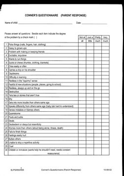 Connor Questionnaire Adhd Example.pdf Conners ADHD Rating Scale Summary | PDF | Attention Deficit ...