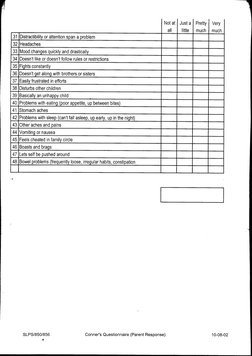 Connor Questionnaire Adhd Example.pdf Conners ADHD Rating Scale Summary | PDF | Attention Deficit ...