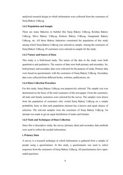 analytical research design in which information were collected from the customers of
Suraj Bakery Udhyog.
1.6.2 Population an